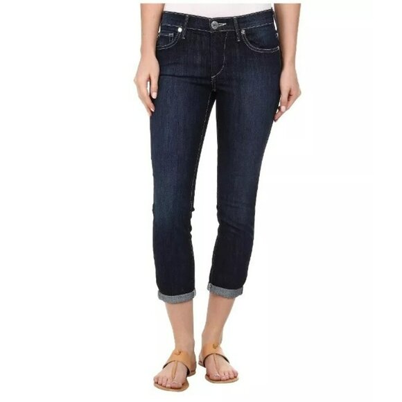 True Religion Halle Women's 29" Super Skinny Mid-Rise Crop Rolled Jeans Lonestar - Picture 2 of 16